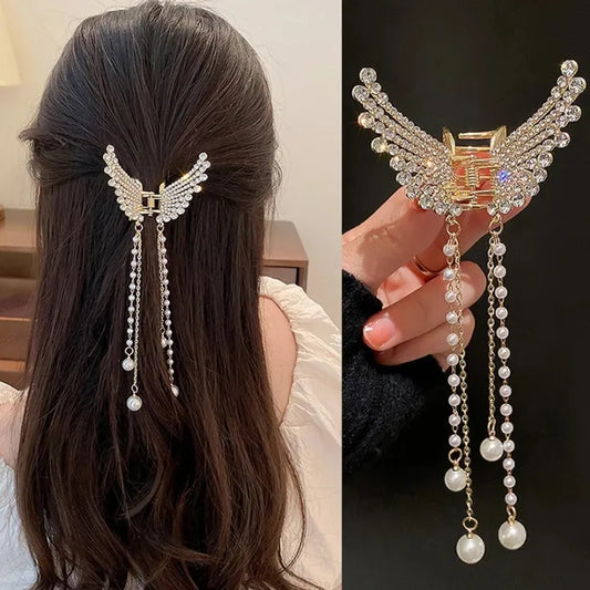 Butterfly Pearl Tassel Hair Clip