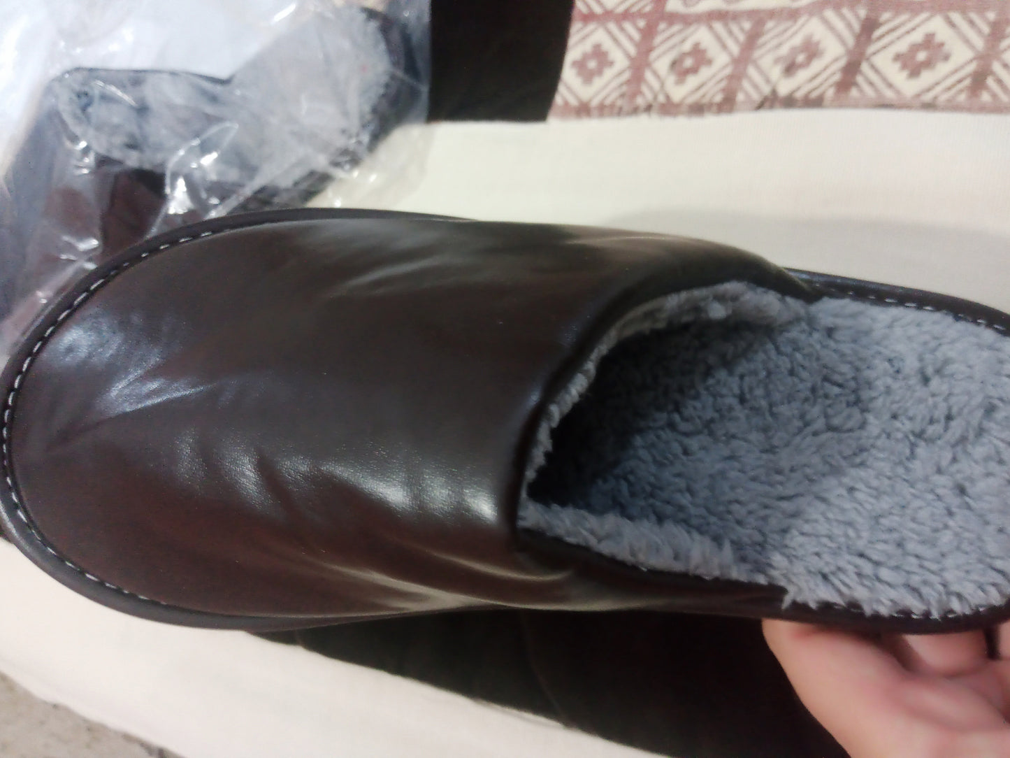 Leather Autumn and Winter Household Slippers