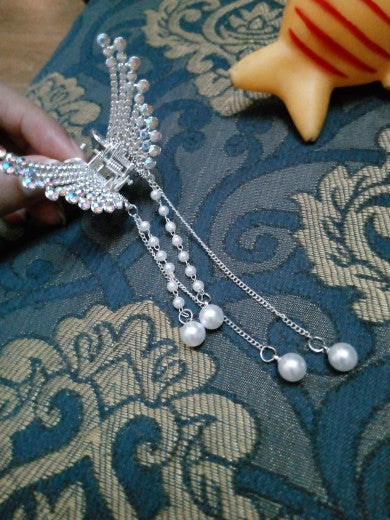 Butterfly Pearl Tassel Hair Clip